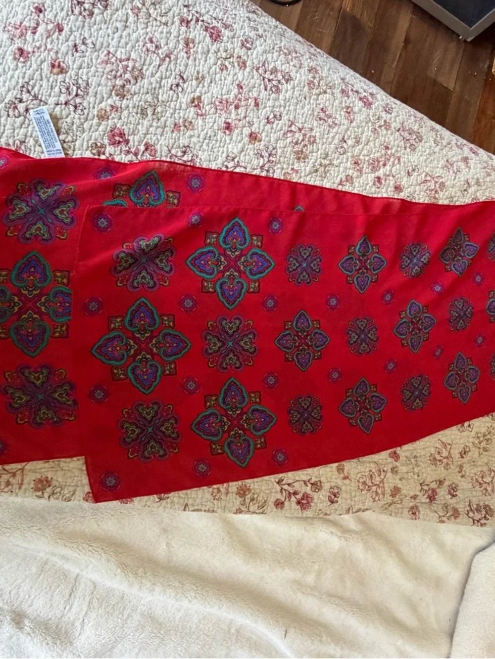 Liz Claiborne Red Paisley Silk-Blend Scarf